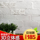 韩国壁纸浅灰色仿真砖纹砖块砖墙砖头 立体3d文化石砖背景墙纸