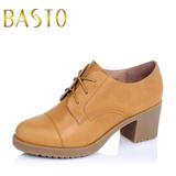 BASTO/百思图秋季专柜同款牛皮圆头复古高跟女单鞋女鞋TIF30CM5