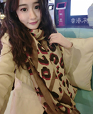 韩国豹纹围巾 拼色柔软长款丝巾 空调披肩两用 保暖英伦经典款