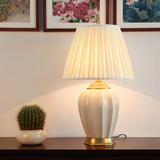 新品 简约现代中式陶瓷台灯卧室床头灯装饰美式客厅全铜陶瓷台灯