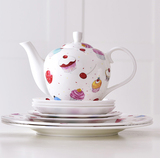 妙HOME 法杯蛋糕 西式茶具 骨瓷 壶 咖啡杯碟 红茶杯 下午茶茶具