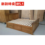 法式复古纯实木双人床/硬板床进口白橡木气压挺杆箱体床卧室家具