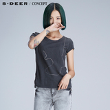 【新品】sdeer圣迪奥专柜正品女简约线条印花短袖T恤S16280181