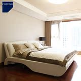 彩丽舒卧室白色婚床 软床欧式床矮床 1.8米简约现代双人床真皮床