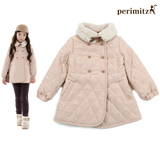 韩国童装perimitz女童长袖加厚中长款大衣 百搭棉服 2015冬款