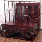红木书房家具 南美红酸枝2米弯脚书桌 红木大班台办公桌电脑桌