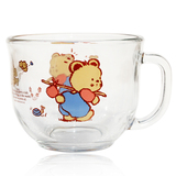 韩国glasslock三光云彩玻璃杯可爱卡通水杯带手把圆形杯子小熊杯