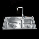 箭牌正品ARROW厨房水槽洗菜盆 双槽套餐送沥水篮 不锈钢AE2401