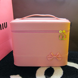 韩国化妆包大号带隔层手提化妆箱化妆品收纳盒家用纯色PU特价可爱