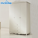 晓度三门衣柜储物柜烤漆松木韩式白色新木质整体衣柜实木木大衣柜