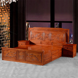 红木床 东阳红木家具 暗箱床 中式雕花床 1.5 1.8 大床 古典大床