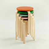 彩色圆凳餐凳换鞋凳弯曲木凳实木小凳子宜家创意可摞放彩凳小户型