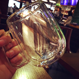 创意透明双层隔热高档玻璃杯带手柄泡茶水杯复古简约咖啡厅宜家杯