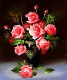 印花十字绣3d玫瑰花瓶新款客厅餐厅油画十字绣花瓶花卉系列钻石绣