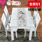 现代简约大理石餐桌椅组合长方形白色田园实木烤漆厂家直销包邮