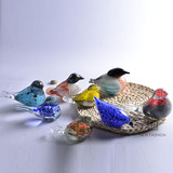 现代简约时尚抽象彩色玻璃小鸟摆件 样板房平安鸟富贵鸟工艺饰品
