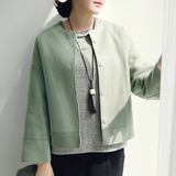 促2015冬季新款女装通勤韩版圆领短款羊毛呢子外套中年大码妈妈装