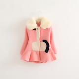 童装2014冬装新款 韩版女童修身妮子风衣 加厚夹棉外套呢子大衣