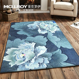 麦克罗伊 混纺加丝现代新中式田园花朵客厅茶几沙发卧室床边地毯