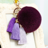 韩国创意礼品可爱冰丝流苏汽车钥匙扣女包挂件钥匙链毛绒毛球饰品