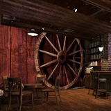 复古怀旧木纹大型壁画酒吧电视背景墙纸茶室咖啡3D立体餐厅壁纸