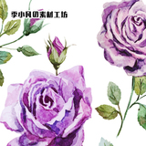 手绘水粉紫色系花卉EPS矢量素材设计元素招贴画壁画水粉临摹必备
