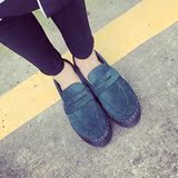 日系原宿涩谷学院风松糕跟舒适中跟圆头深口加绒棉单鞋低帮女鞋子