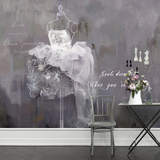 手绘艺术复古墙纸 服装店玄关西餐厅背景墙 油画素色抽象壁纸婚纱