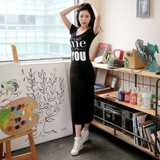 韩国学生新款超长款短袖t恤连衣裙女 夏季修身显瘦过膝莫代尔长裙
