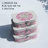 W9159新款粉色玫瑰手提礼品盒化妆盒纸质包装盒收纳盒三件套