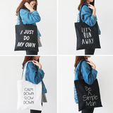 韩国原创简约文艺范女包 英文帆布单肩包学生书包 环保购物袋