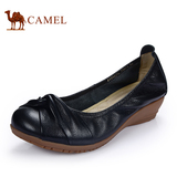 Camel骆驼女鞋 正品2015春季新款单鞋时尚甜美坡跟女单鞋A1058204