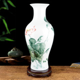 景德镇陶瓷器手绘粉彩花瓶大号中式客厅插花艺术装饰品餐桌面摆件