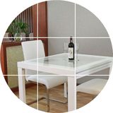 现代简约可伸缩餐桌钢化玻璃可折叠饭桌长方形客厅桌子小户型餐台