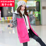 2016少女冬装新款棉衣外套高中学生韩版中长款加厚呢子风衣棉服女