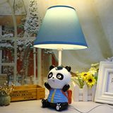 热卖可爱卡通熊猫卧室装饰台灯创意田园儿童布艺树脂床头夜灯遥控