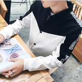 秋季大码外套立领夹克薄款青年韩版字母拼接棒球服休闲外衣男学生
