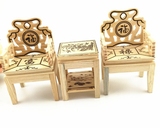 儿童玩具小桌椅摆件精致木工活太师椅套件福寿迷你礼物小礼品