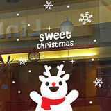 甜蜜版小鹿 墙贴纸圣诞节日新年麋鹿雪花雪人店铺玻璃橱窗墙贴画
