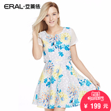 艾莱依韩版圆领套头2016夏新款短袖花色修身连衣裙ERAL36056-EXAC