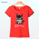非众卡通蝙蝠侠手绘短袖T恤女夏 学生欧美风创意 bf风短袖女宽松