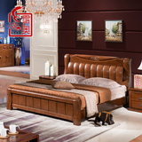 雷奥家具 全实木床橡胶木现代新中式1.5/1.8米气动高箱储物双人床