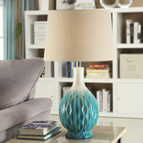 现代欧式陶瓷台灯 创意时尚客厅卧室床头美式简约蓝色装饰台灯