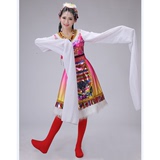 新款成人藏族舞蹈服装夏季女蒙古族表演服少数民族水袖短裙演出服