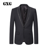 GXG男装春季新款西服外套 黑色精致绅士修身商务西装#53201273