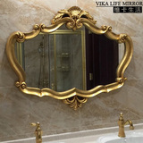 欧式美式新古典浴室镜子皇冠卫生间玄关装饰梳妆镜复古卫浴镜框