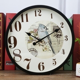 美式乡村花鸟田园静音挂钟创意个性欧式客厅卧室餐厅钟表现代时钟