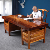 原木奥坎老板办公会议桌 实木大板大班台简约现代中式红木书桌椅