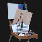 拉杆式意大利画箱油画箱折叠式油画架拖式画架更省心写生画箱画架