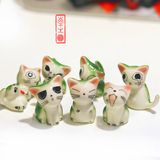 zakka日式杂货儿童礼品陶瓷筷架 猫咪工艺品起司猫加菲猫家居摆件